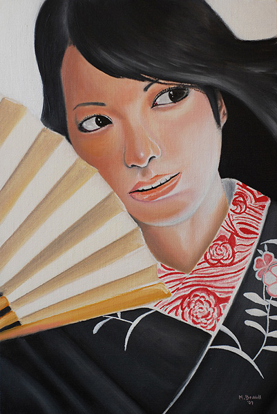 girl kimono untraditional painting