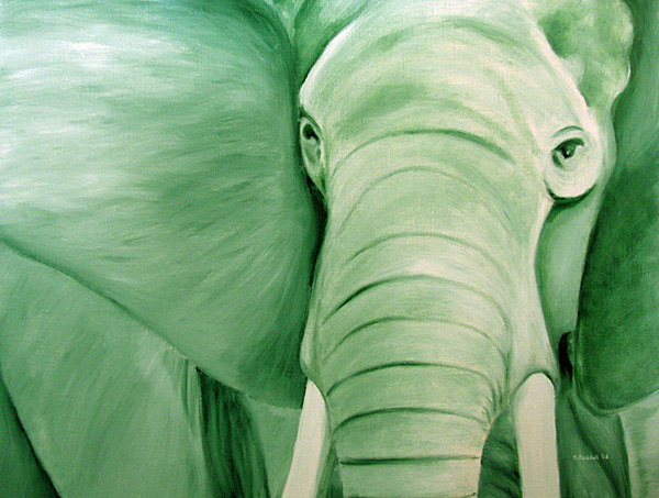green elephant painting