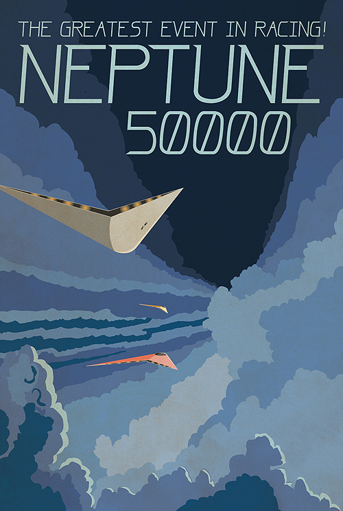 poster vintage futuristic retro neptune