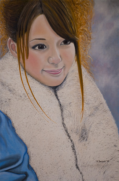 winter beauty girl kimono painting