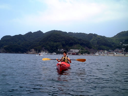 Kumi kayaking in Izu