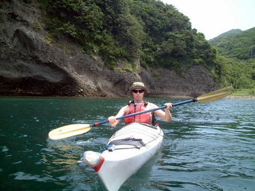 Mike kayaking in Izu